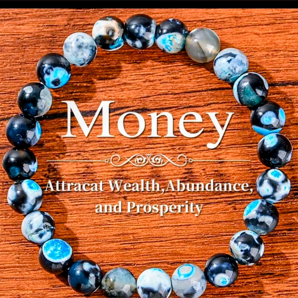 Blue Agate Beaded Bracelet